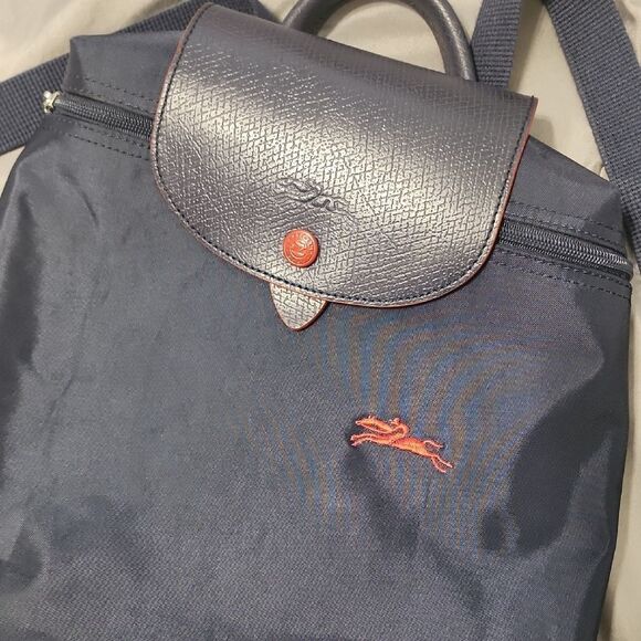 Navy Blue Backpack with Red Logo - Picture 2 of 4
